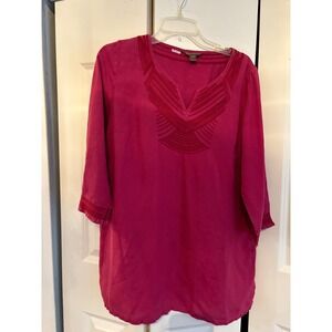 Tommy Bahama 100% Linen Dark Red Tunic Top Size M